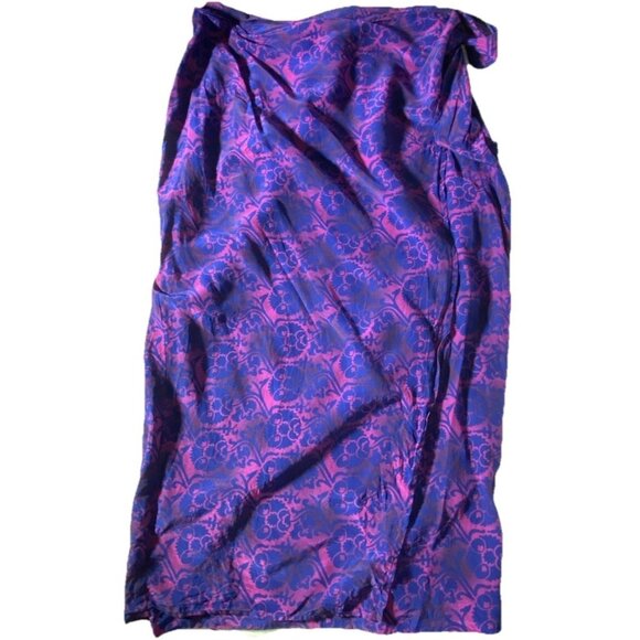 Rena Rowan Dresses & Skirts - Rena Rowan Size 12 Blue Purple 100% Silk Abstract Maxi Skirt Faux Wrap Bohemian